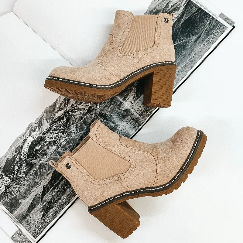 Corky's | Rocky Slip On Heeled Booties in Sand