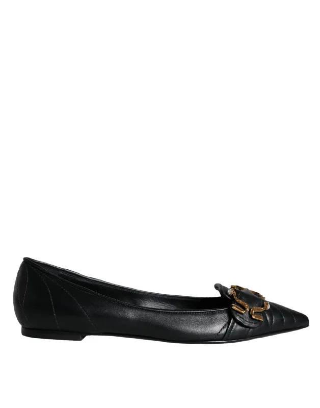 Dolce & Gabbana  Devotion Leather Pointy Flats Women's Shoes