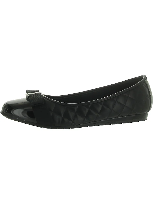 GIANNA Womens Faux Leather Slip On Ballet Flats