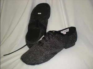 Glitter -- Canvas Split Sole Jazz Shoe, Suede Sole -- Black