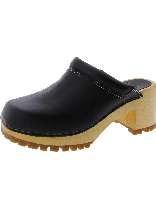 KARMA Womens Leather Slip On Clogs