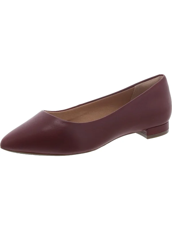 Womens Leather Slip On Ballet Flats