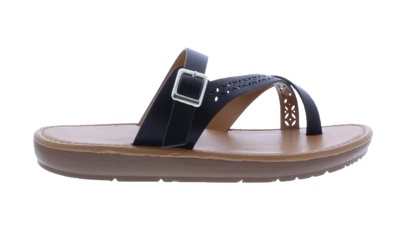 Women Toe Loop Sandal with Buckle Closure