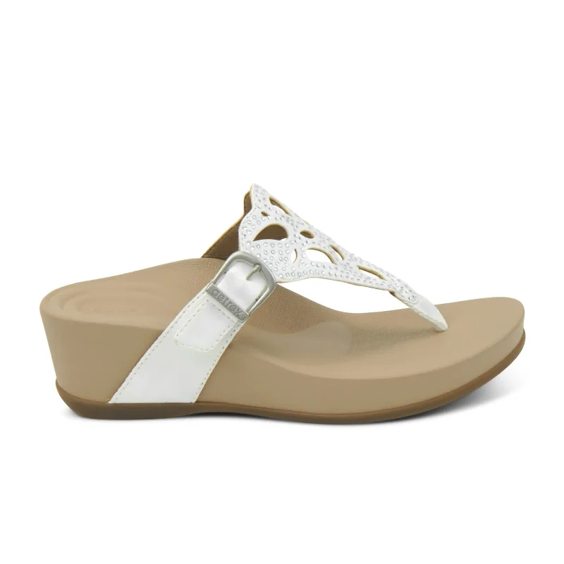 Aetrex Tasha Wedge Sandal (Women) - White