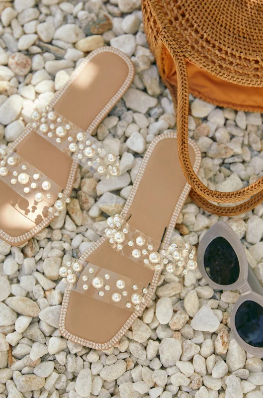 Audrey Slip On Faux Pearl Sandals - Pearl