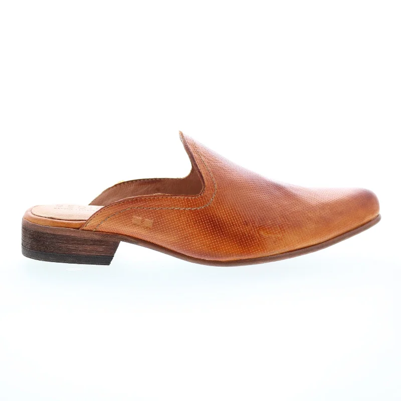 Bed Stu Brenda F392013 Womens Brown Leather Slip On Clog Flats Shoes