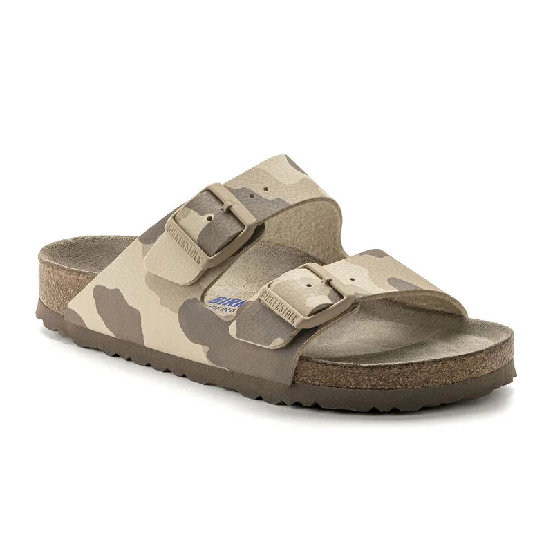 Birkenstock Arizona Soft Footbed Narrow Slide Sandal (Women) - Desert Soil Camo Gray Taupe Birko-Flor