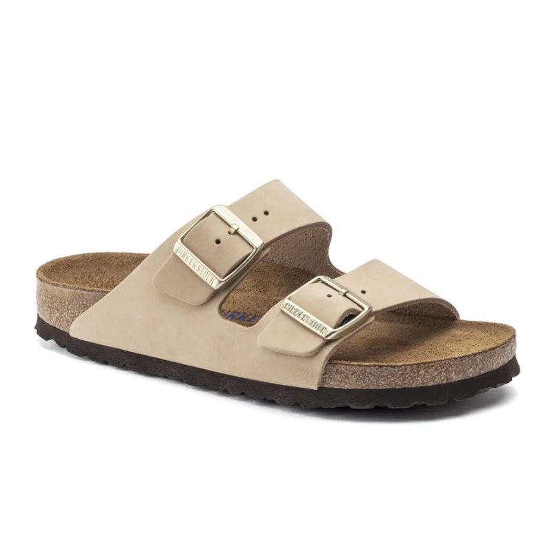 Birkenstock Arizona Soft Footbed Narrow Slide Sandal (Women) - Sandcastle Nubuck