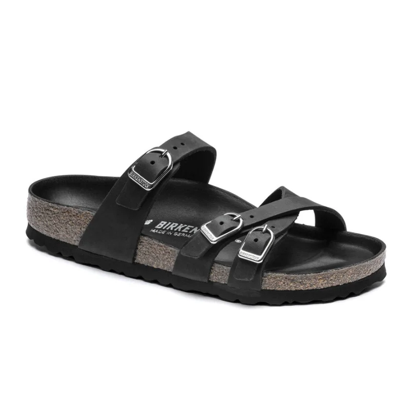 Birkenstock Franca Hex Narrow Slide Sandal (Women) - Black Oiled Leather