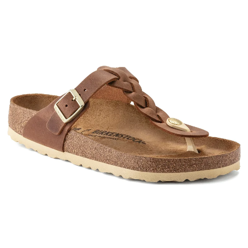 Birkenstock Gizeh Braid cognac oiled leather