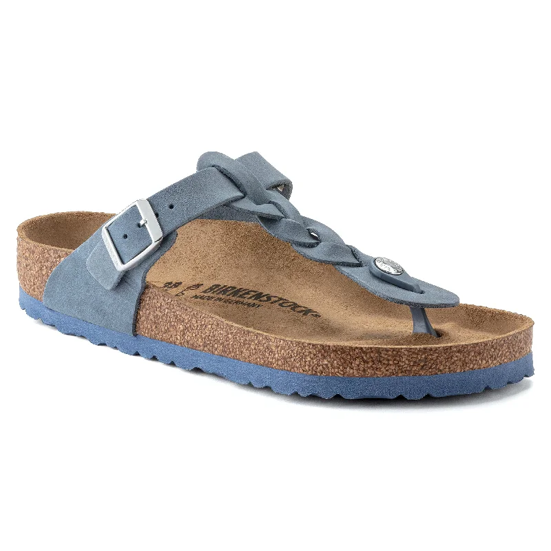 Birkenstock Gizeh Braid dusty blue oiled leather