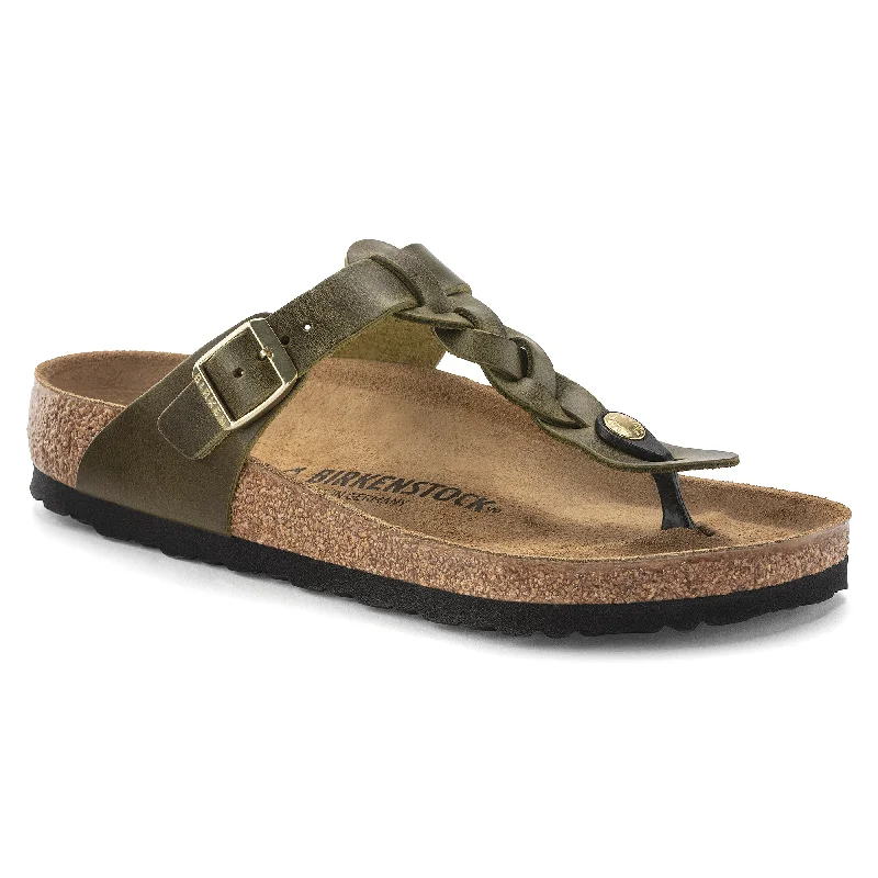 Birkenstock Gizeh Braid green olive oiled leather