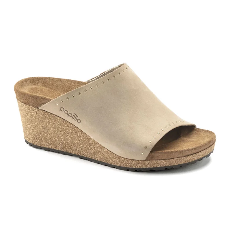 Birkenstock Namica Rivets Wedge Sandal (Women) - Sandcastle Nubuck