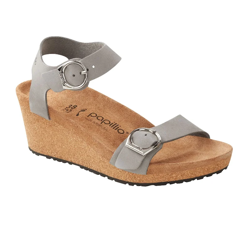 Birkenstock Soley Ring-Buckle Wedge Sandal (Women) - Dove Gray Nubuck