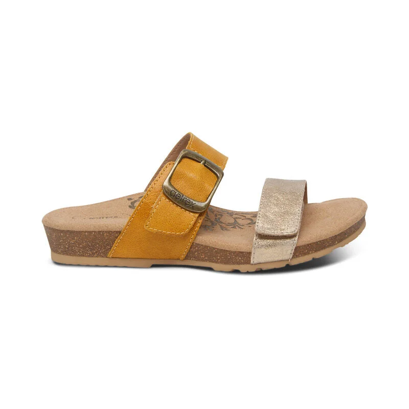 WOMEN'S AETREX DAISY ADJUSTABLE SLIDE | SUNFLOWER