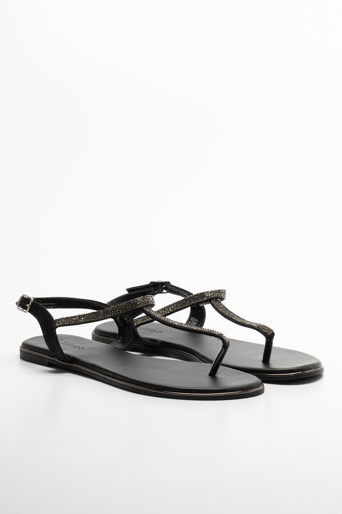 Diamante Thong Sandal Black