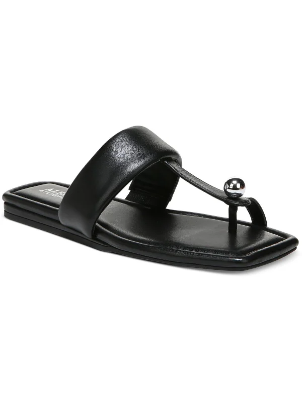 Estelle Womens Faux Leather Toe Loop Slide Sandals