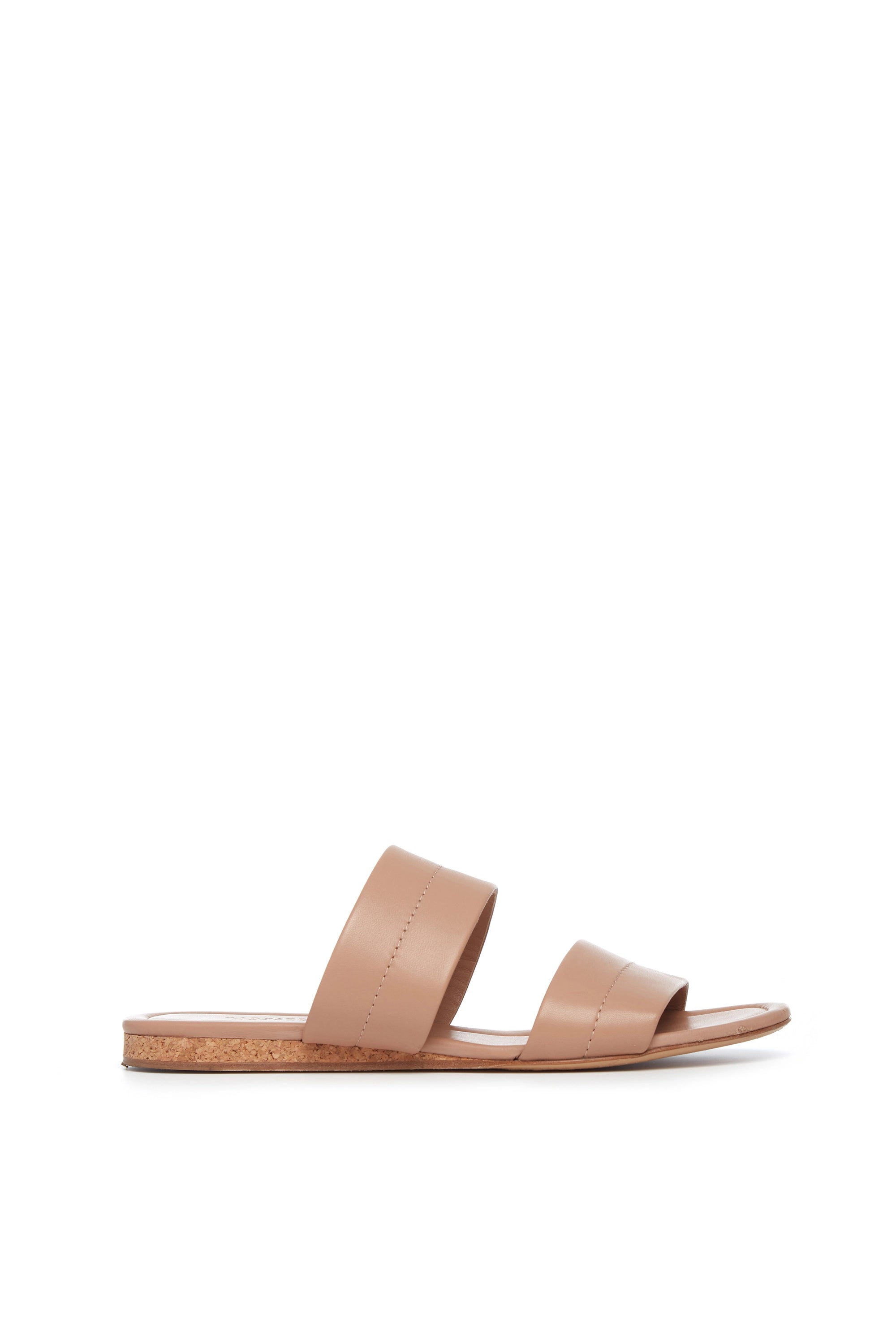 Lora Flat Sandal in Dark Camel Leather