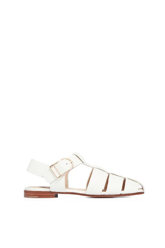 Lynn Sandal in Cream Tetured Leather