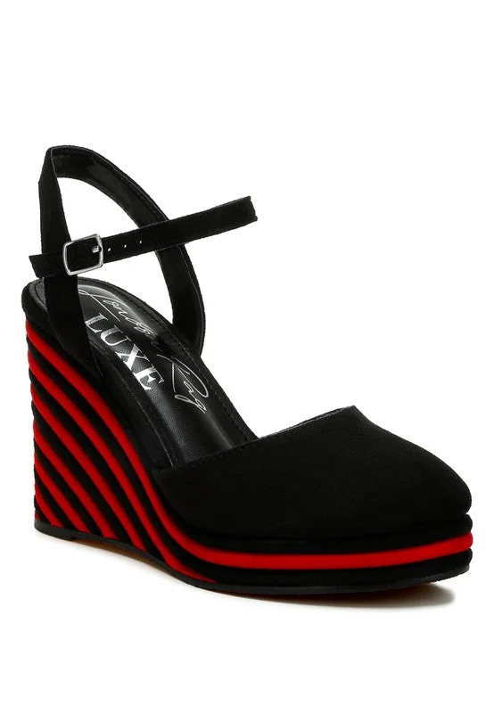 Daring Duo: Red & Black Luxe Wedge