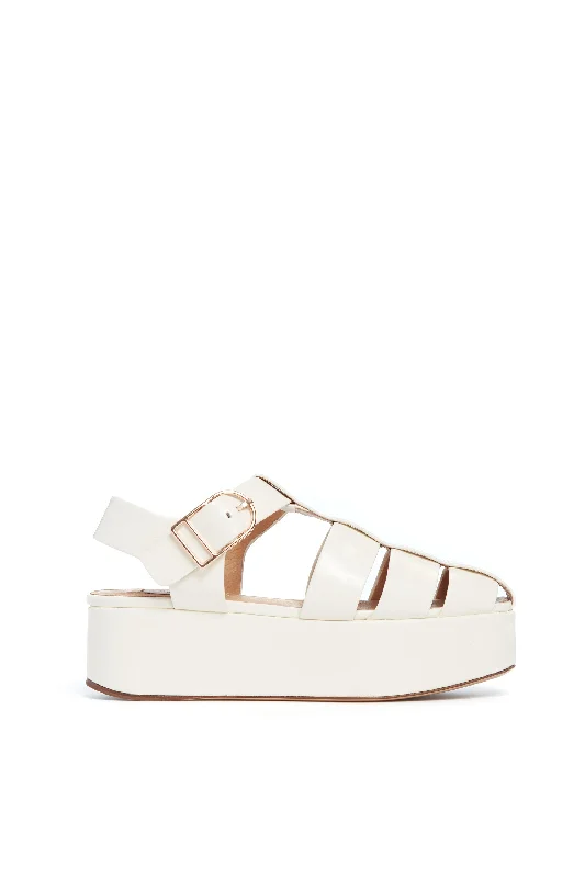 Mila Platform Sandal in Cream Leather