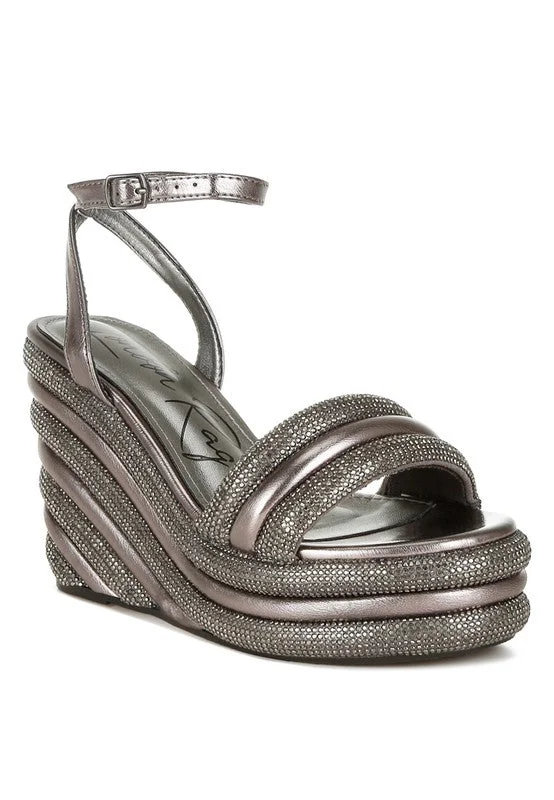 Sparkle Stride- Rhinestone Wedge Sandals