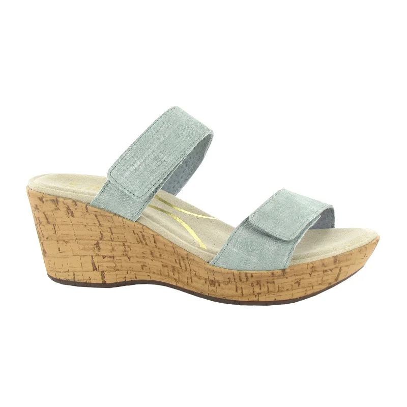 Naot Caveran Wedge Sandal (Women) - Teal Linen Leather