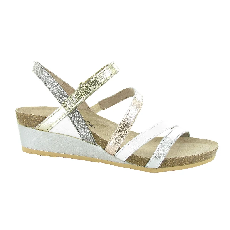 Naot Hero Wedge Sandal (Women) - Silver/Pearl White/Rose Gold/Radiant Gold