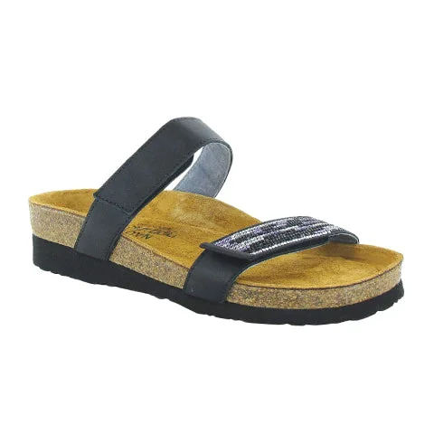 Naot Indiana Slide Sandal (Women) - Jet Black Leather