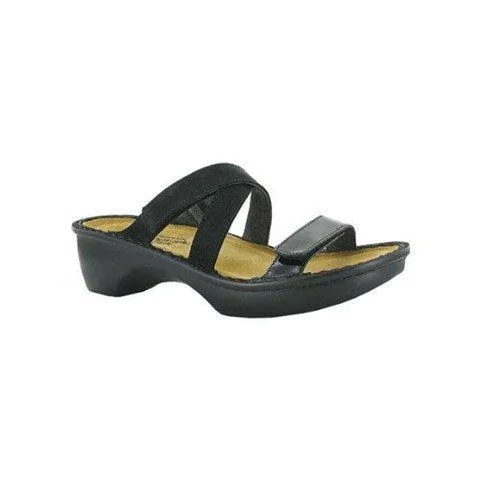 Naot Quito Heeled Sandal (Women) - Black Velvet Crinkle