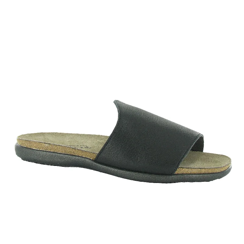 Naot Skylar Slide Sandal (Women) - Soft Black Leather