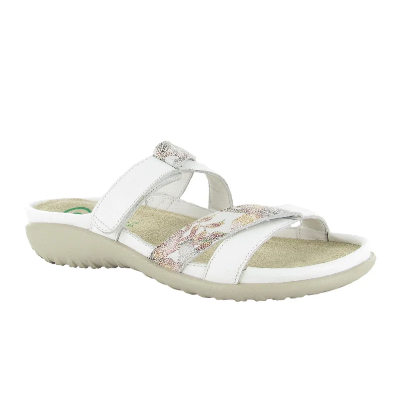 Naot Tariana Slide Sandal (Women) - Soft White Leather/Floral Leather