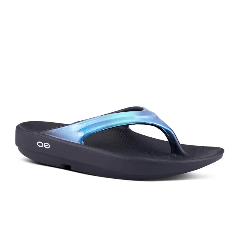 Oofos OOlala Luxe Sandal (Women) - Black/Atlantis