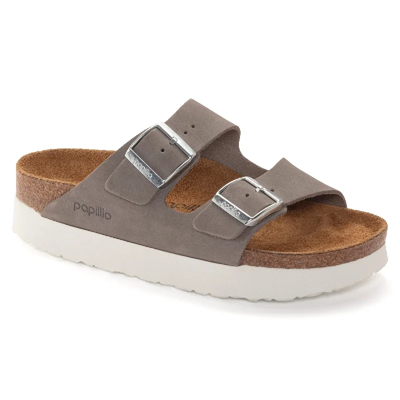 Papillio Arizona Platform dove gray nubuck by Birkenstock