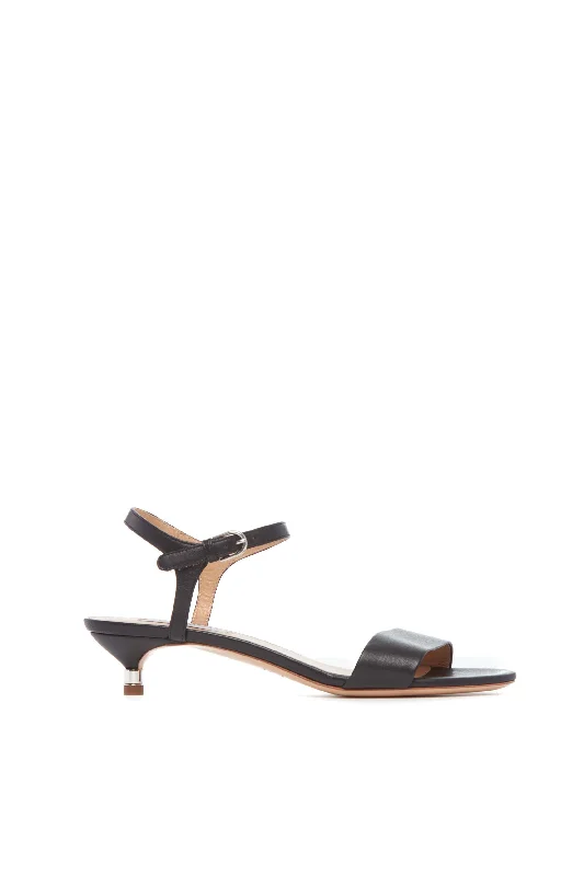 Soraya Low Heel Sandal in Black Leather