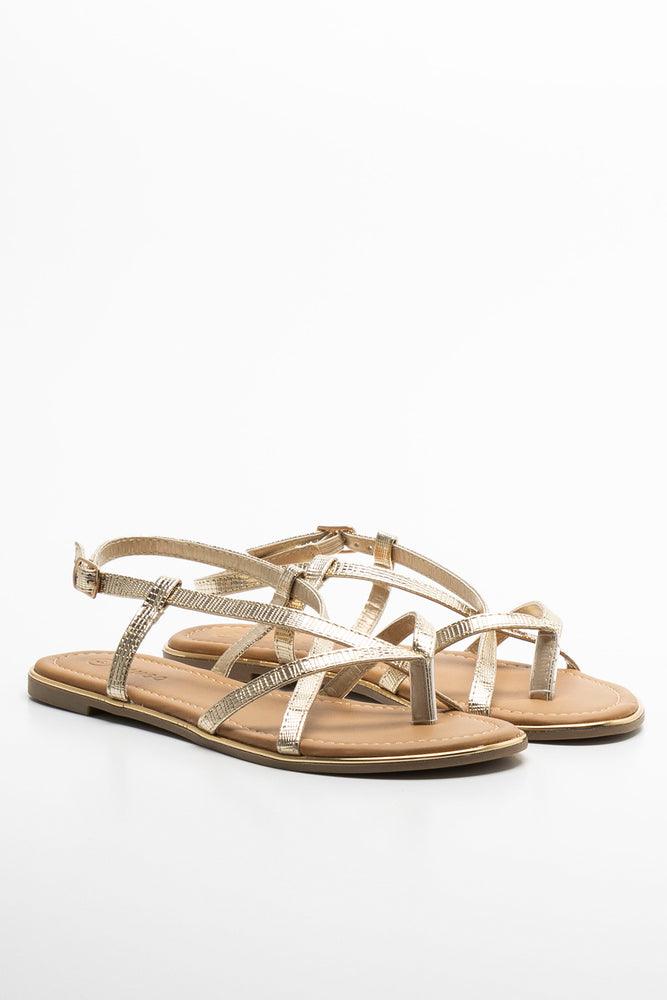 Toe Post Strappy Sandal Gold