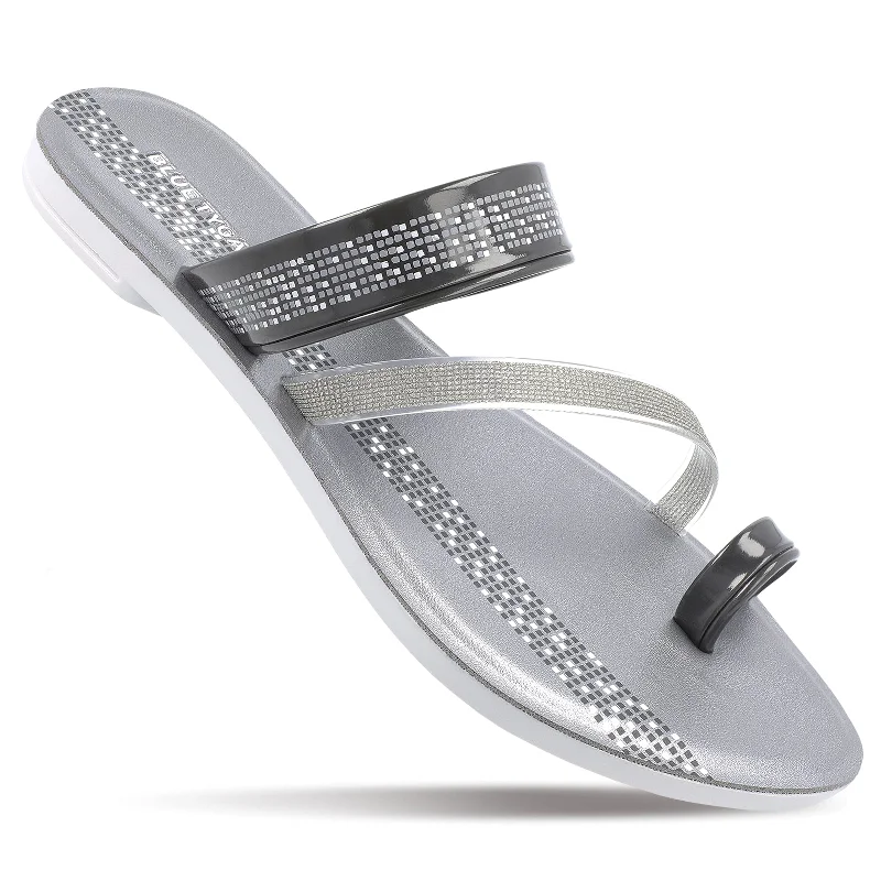 Blue Tyga Womens Cross Strap Slide Sandals  - BT2303 Grey