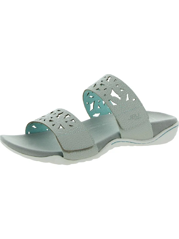 Wildflower Womens Faux Leather Slide On Slide Sandals