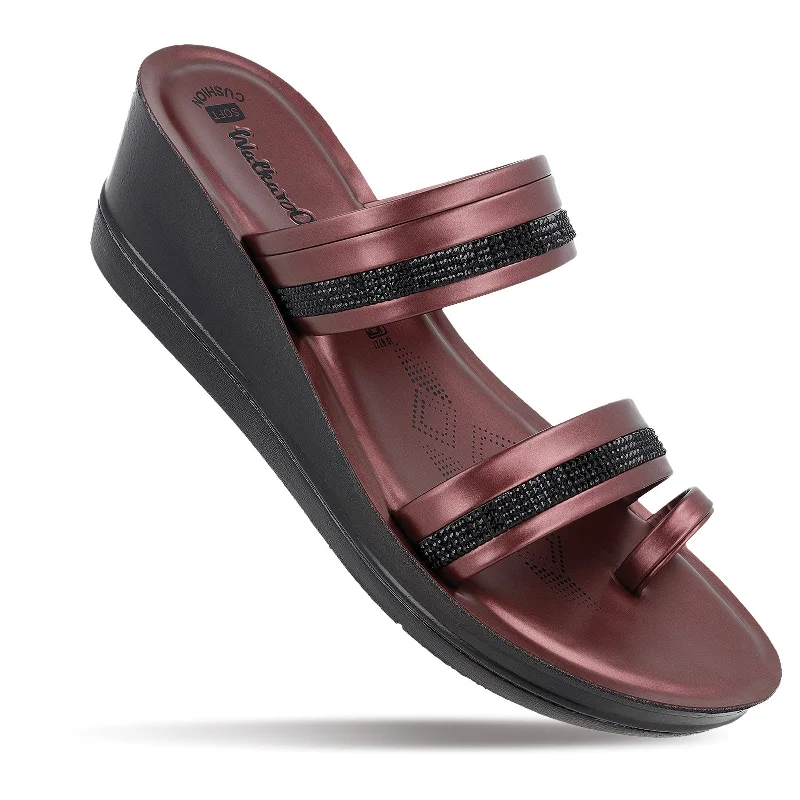 Women's Daily Wear Sandal  - WL7591 Burgundy