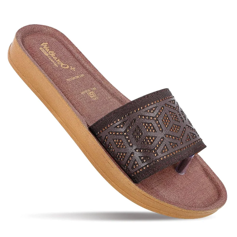 Women's Slide Sandals  - WE2355 Brown