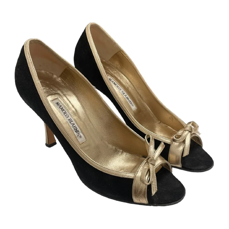 MANOLO BLAHNIK/Heels/US 7/Suede/BLK/