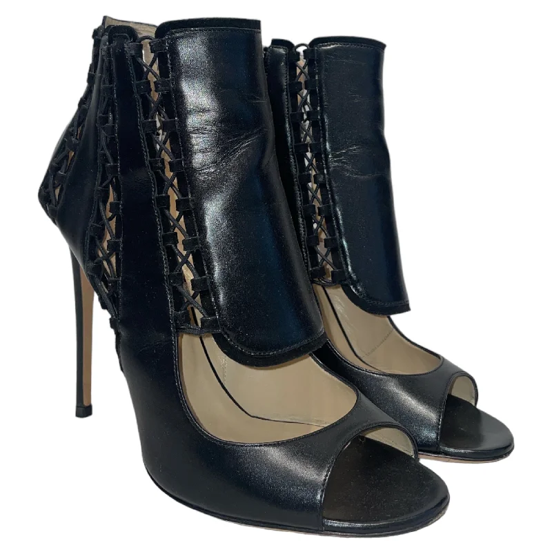 JIMMY CHOO/Heels/US 7.5/Leather/BLK/Ankle Strap/Hawaill Hi Top