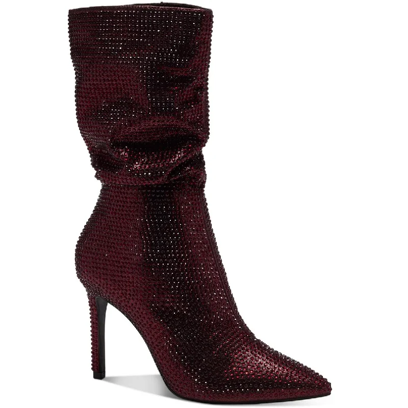 Raquell Womens Rhinestone Manmade Mid-Calf Boots