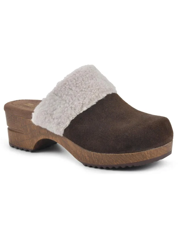 Bonus Womens Suede Faux Fur Clogs