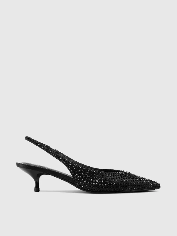 Chantilly Slingback - Noir Crystal