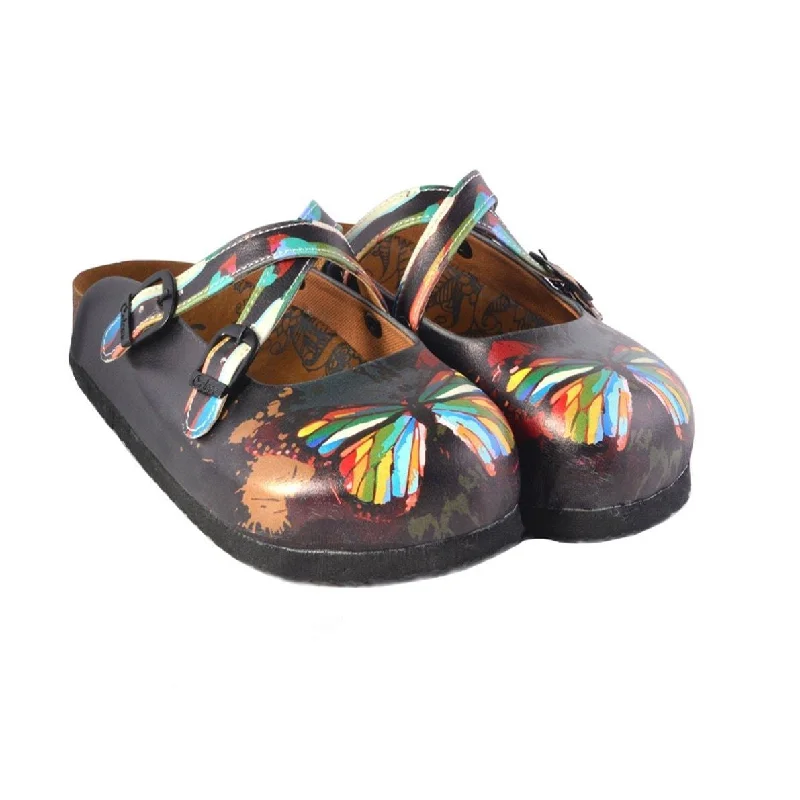 Charcoal & Red Butterfly Clogs WCAL158