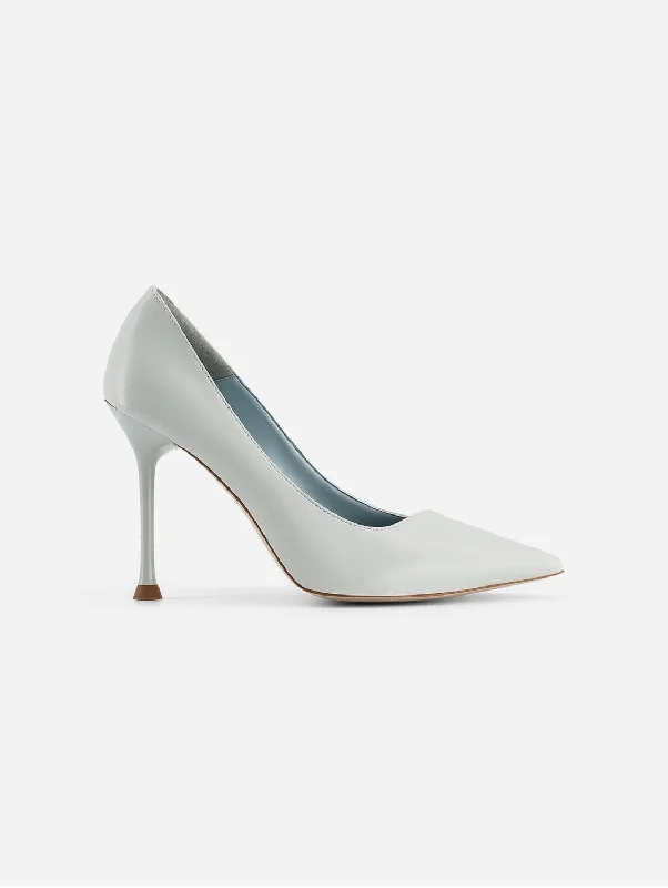 Juliette Apple Leather Vegan Heeled Pumps | Ice Blue