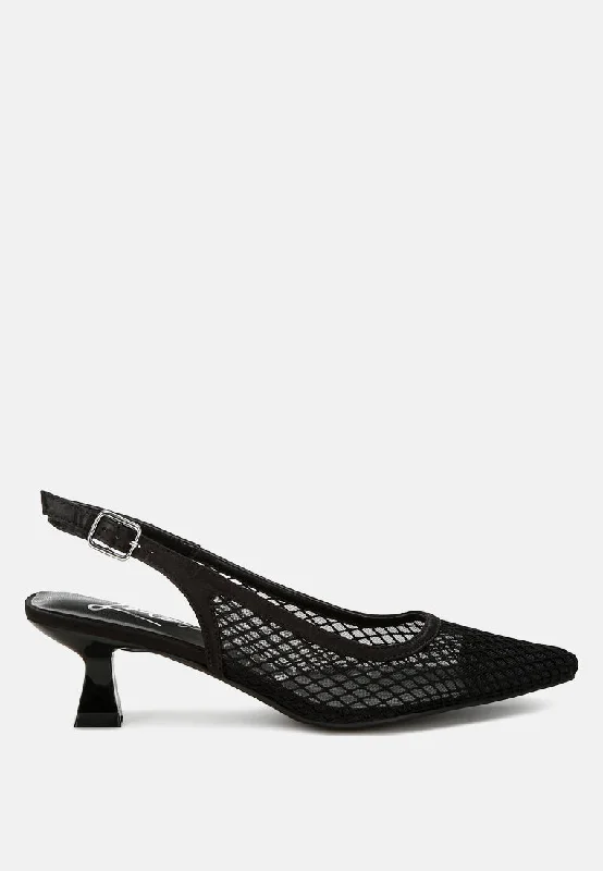 kiev mesh pin buckle pointed mules