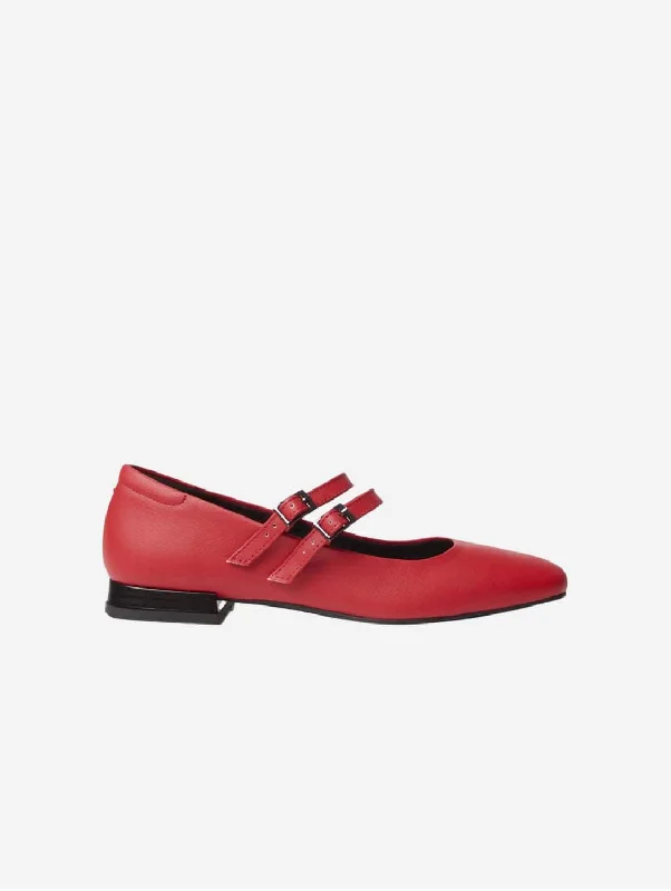 Strawberry Vegan Grape Leather Mary Jane Pumps | Red