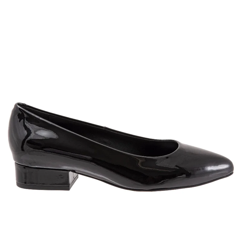 Trotters Jewel T2126-005 Womens Black Leather Slip On Pumps Heels Shoes